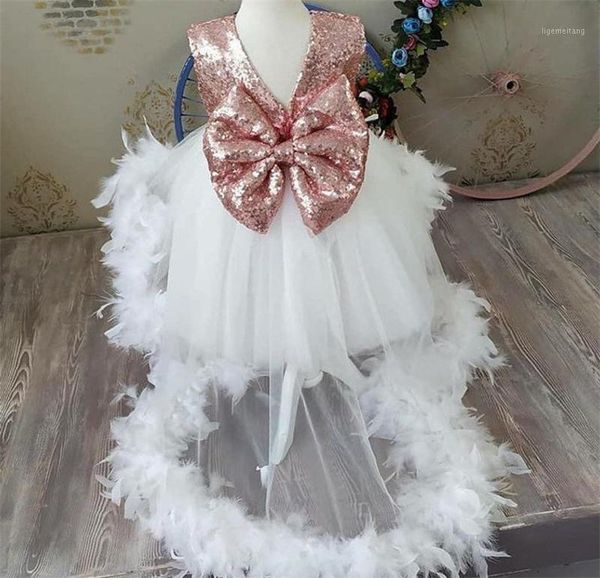 

new white tulle gold sequined mother and daughter dress big bow high low puffy infant birthday dress pgragh1, Red;yellow