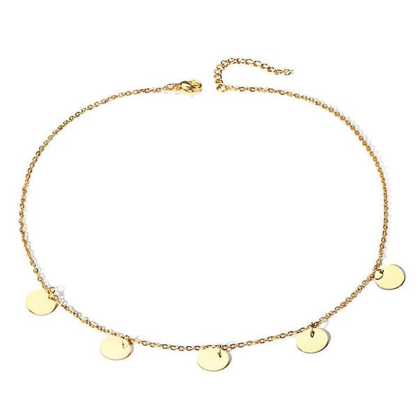 

round choker necklace link chain party small circle charm for women fashion jewelry gift, Silver