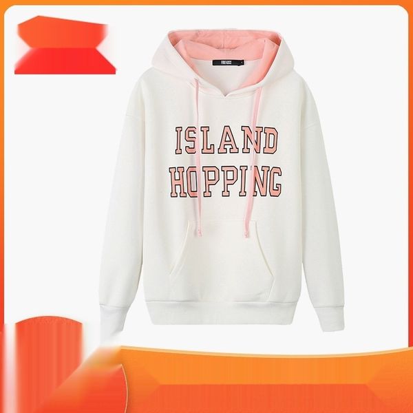 

xokkr новый 2020 контраст цвета с длинным рукавом сладкого письма свитером пальто свитера женщин пальто с капюшоном пары для мужчин и печатн, Black