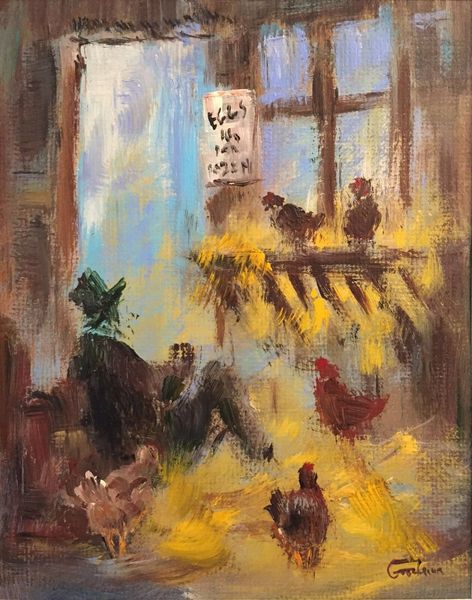 

life in the chicken run" country life home decoration handpainted &hd print oil painting on canvas wall art canvas pictures 21012