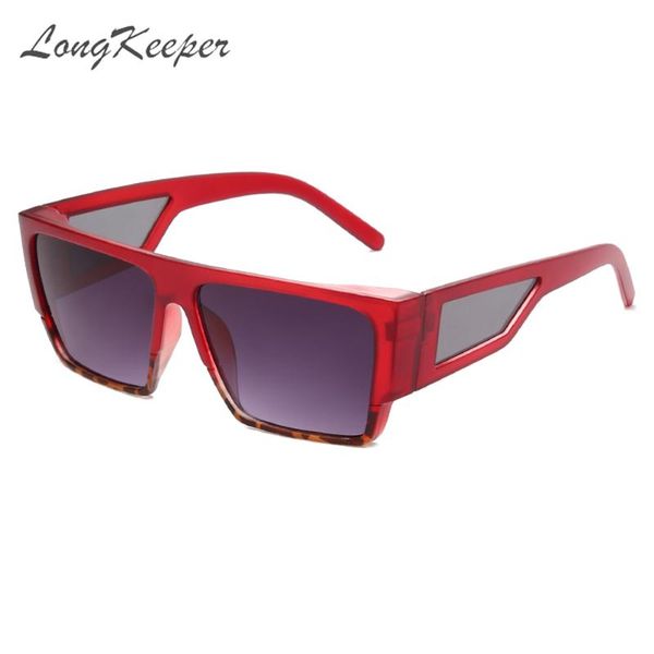

longkeeper square women sunglasses 2020 vintage red leopard gradient sun glasses for men gafas oculos masculino uv400, White;black