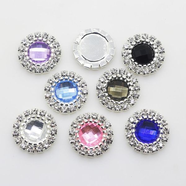 

zmasey новые 10 шт. красочные моды горный хрусталь кнопки топпер свадебные пригласительные карты украшения акриловые отцветающие цветок sqcc, Black