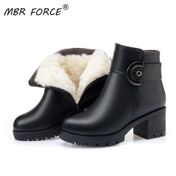 

mbr force женский snow boots женщины 2020 новая мода женщины платформа шерсти мода женщина мотоцикла сапоги мать обувь большого размера, Black