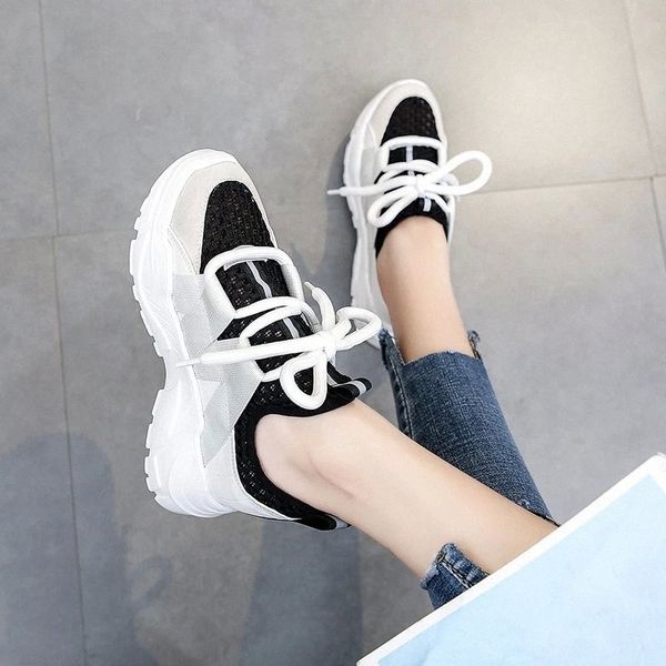 

cootelili women pumps new fashion 8cm heel shoes pumps platform ladies sneakers shoes casual black and white basic lace up #hf9z
