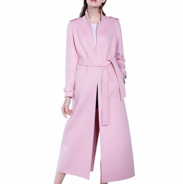 

plus size 3xl winter new woolen coat women fashion long solid color wool blend women casual overcoat1, Black