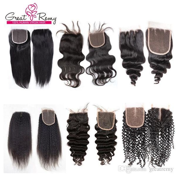 

malaysian peruvian hair closure deep curly loose wave raw virgin indian straight brazilian body wave cambodian human hair lace closure mixed, Black;brown