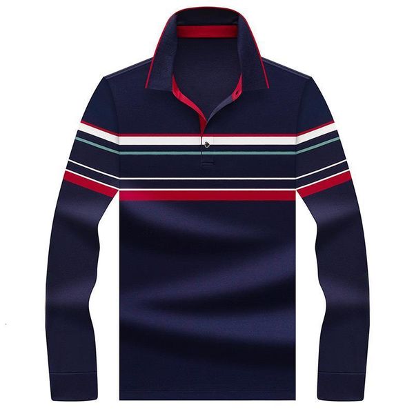 

2021 new arrivals 100% cotton long sleeve polo men stripe camisa masculina polo clothing casual business homme 8705, White;black