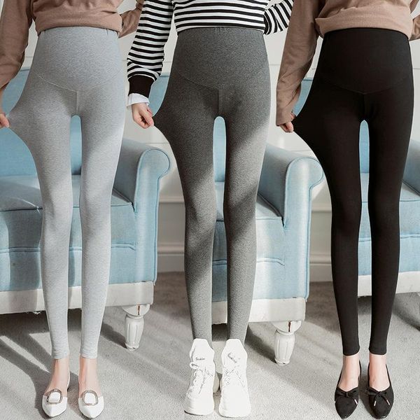 

combination-wool lycra pregnant women pants solid color style leggings for pregnant woman versatile capri women pants t, White