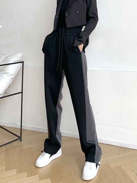 

leg 2021 new drops women's straight pants fall and winter high waist... vintage street wear sweatpants. eiko ivtd, Black;white