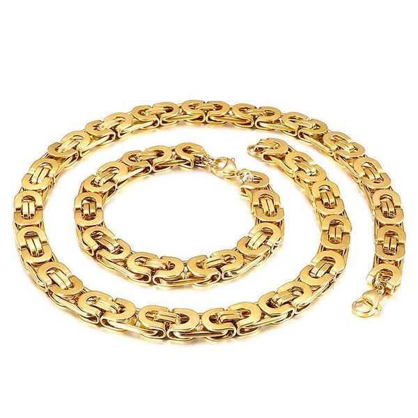 

chains custom size 7.87"-20" 6mm 8mm 10mm gold byzantine chain necklace or bracelet stainless steel women boys mens jewelry, Silver