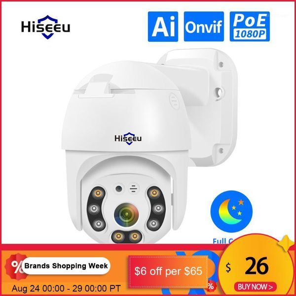 

mini cameras hiseeu h.265 1080p poe ptz ip camera 4x digital zoom 2mp cctv onvif for nvr system waterproof outdoor 48v1