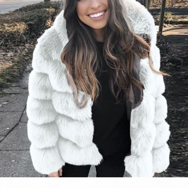 

plus size winter jacket coat women fashion ukraine faux fur hooded woman jackets parka womens and blouses, Black