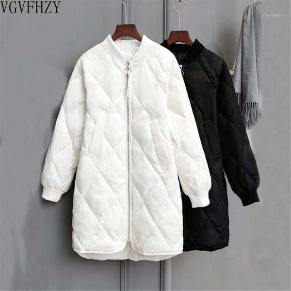 

autumn winter women baseball down jacket warm white duck down parkas coat female long oversize ultra light outwear ly13301, Black