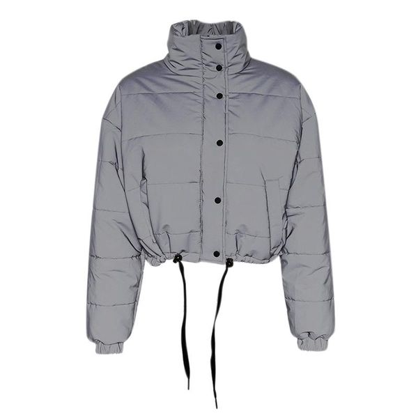 

autumn and winter fashion trend new solid color long warm cotton luminous cotton coat short women casual jacket:* 8 .31 1, Black