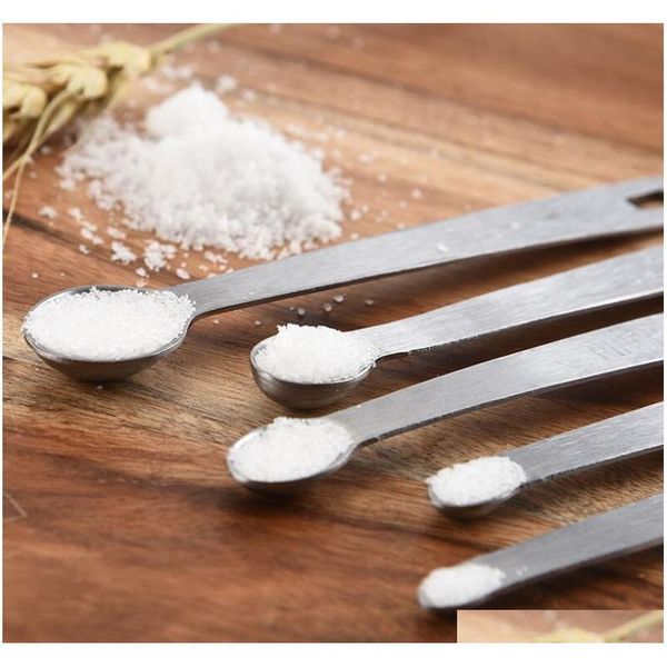 

5pcs set mini measuring spoons stainless steel round measure spoon for liquid dry ingredients useful sugar cake baki jllgri bdedome