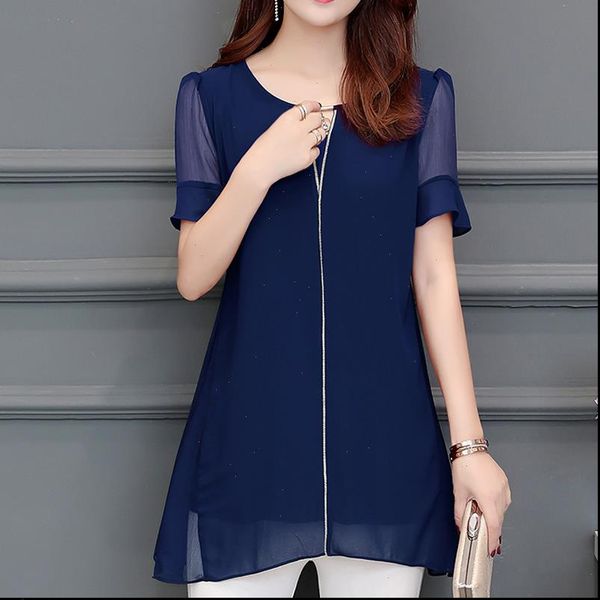 

women clothing new 2021 spring summer plus size l 5xl women shirts short sleeve ruffle shirts casual chiffon blusas 892h, White