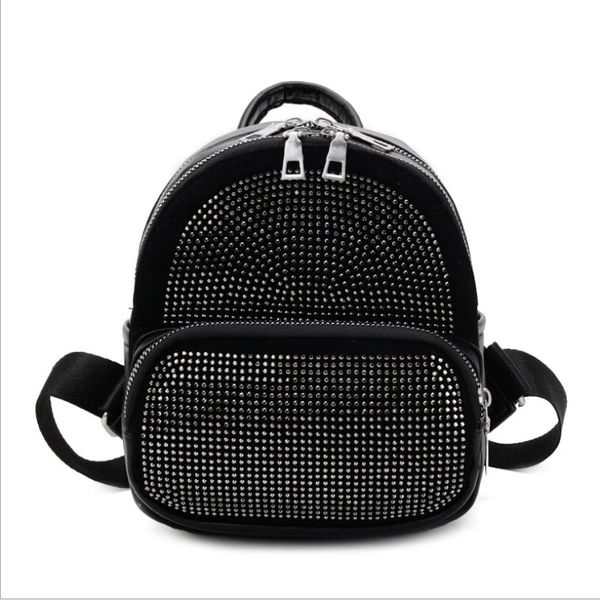 

women kids girls backpack rivet double zipper leather widen adjustable shoulder strap leisure bag parent-child backpack