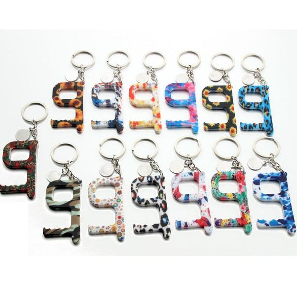 

acrylic keychain door handle key grip elevator buttons contactless tool safety protection isolation no-touch opener car ring dhf1339