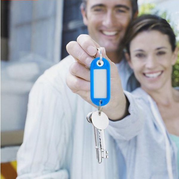 

100 pieces plastic key tags assorted key rings id tags name card label for gift #t5p