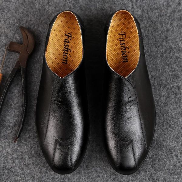 

reetene 2020 mens loafers moccasins split leather casual male shoes soft comfy slip-on footwear men dress shoes driving, Black