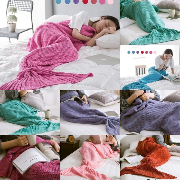 

90*180cm mermaid sofa knit blanket quilt rug cocoon sleeping sack tail blankets dhl 3 ncmtk