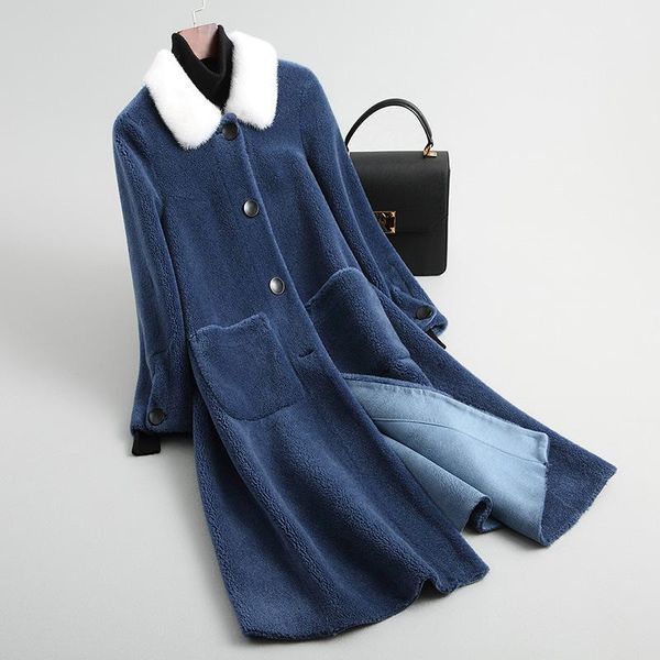 

sheep shearing wool fur jacket women's real fur coat winter autumn collar long korean clothes 2020 19610 kj37041, Black