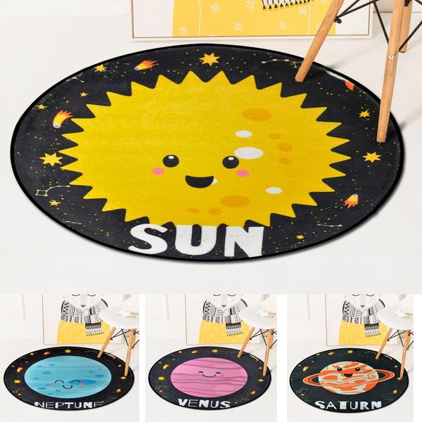 

outer space saturn/sun/mars//neptune round children carpet for bedroom living room,non-slip washable kids play rug mat