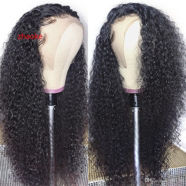 

curly human hair wig brazilian remy hair preplucked with baby hair lace front human wigs for black women deep wave523, Black;brown