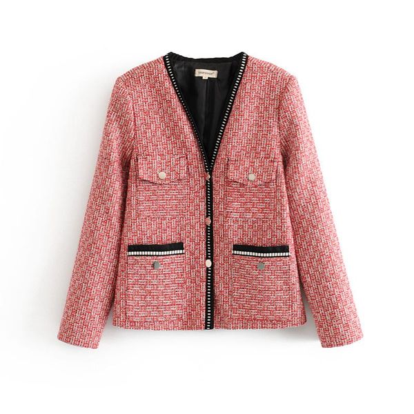 

women's jackets 2021 women fashion coat autumn winter vintage plaid red tweed casual jacket outerwear thick office outfite, Black;brown