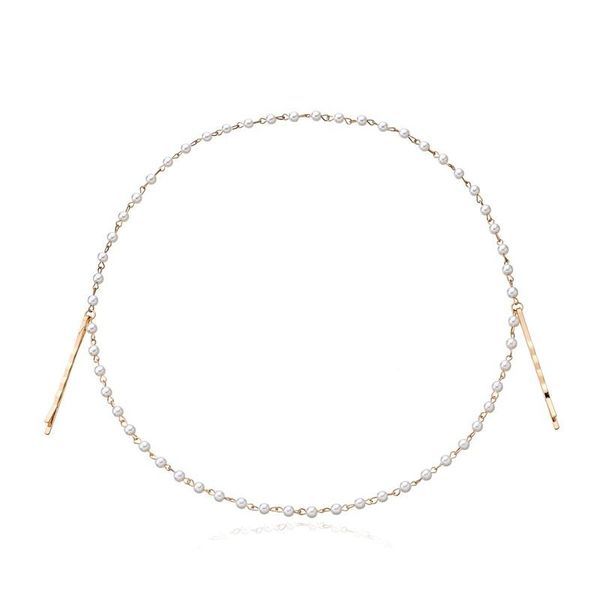 

hair clips & barrettes 2021 women's style summer simple aesthetic handmade pearl beads accessories band hairpin temperament sweet bride, Golden;silver