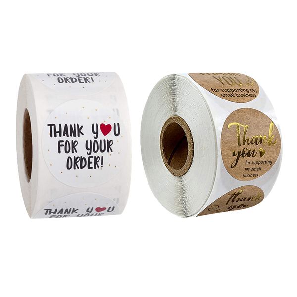 

2 roll thank you packaging sealing stickers kraft