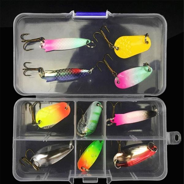 

30/10pcs 4g-6g boxed spoon fishing lures sequin bait set treble hooks fishing tackle artificial hard bait for bass carp bbytex