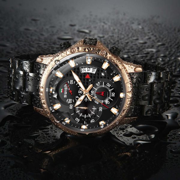 

new steel needle band small three business waterproof watch men's fashion luminous watch quartz watch, Slivery;brown