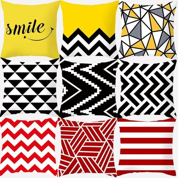

cushion/decorative pillow geometric cushion cover polyester decorative cushions for sofa pillowcovers black white yellow red single side pil