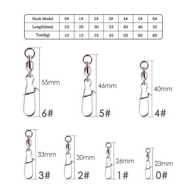 

50pcs/box reinforced fishing swivels connector interlock snap 0#-6# strong ball bearing rolling swivel link fishin sqcyya