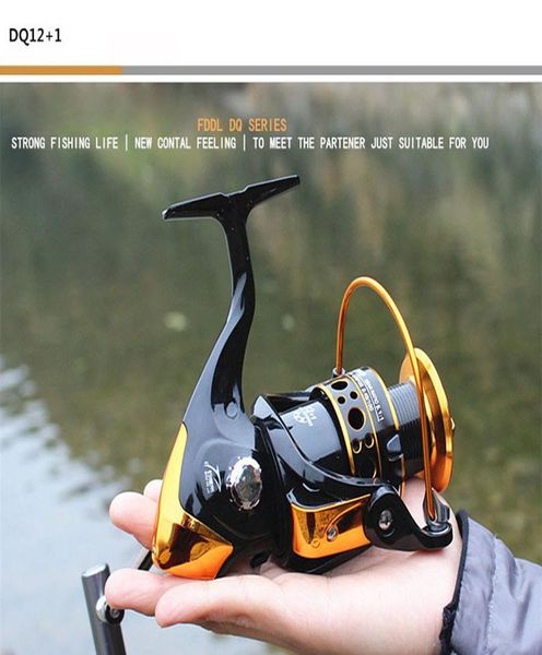 

12+1 bb 5.2:1 large fishing reel metal wire cup rocker dq1000-6000 series arm spool spinning reel carp carretilha pesca coil dq bbytmt
