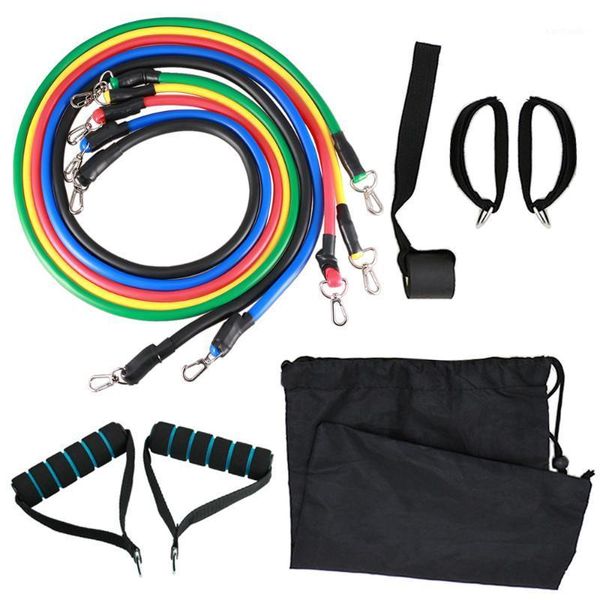 

resistance bands 11pcs fitness set workout exercise tube with door anchor ankle straps cushioned handles bags for home gym1