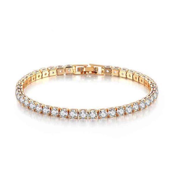 

trendy pulseras mujer 14k gold plated jewelry 4mm cz diamond iced out tennis bracelet for women, Golden;silver