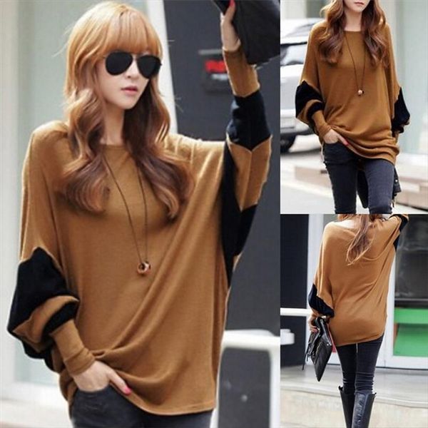 

1pcs women batwing sleeve sweaters dresses fashion women winter auturm sweaters pullovers coffee drop shipping good quality, White;black