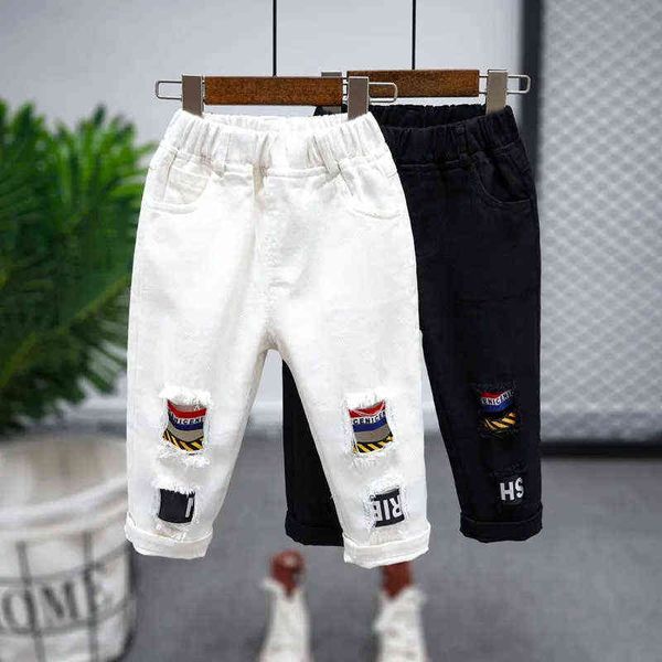 Frühling Herbst Reine Baumwolle Jungen Jeans Neue 2022 Koreanische Version Mode Cowboy Stretch Hosen Allgleiches Kinder Denim Hosen G1220