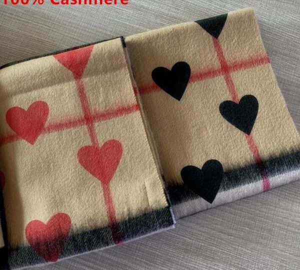 

2020 fashion winter red heart 100% cashmere scarf for women and men classic cashmere scarf in check and heart designer infinity scarfs shawl, Blue;gray