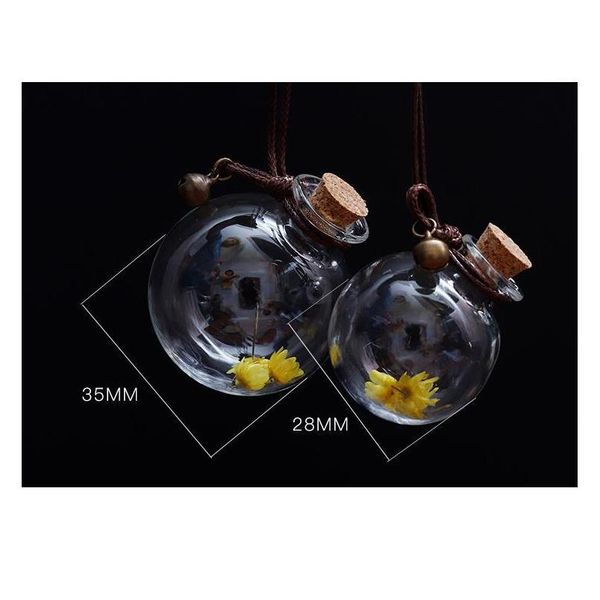 

28/35mm perfume essential oil vial glass round ball orb wish glass bottle jars pendant with cork findings jewelr bbyriw, Black