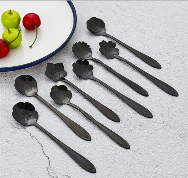 

7 colors flower mixing spoon stainless steel colorful flower coffee spoon 8 kinds of flowe jllrep trustbde