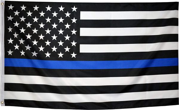 90 * 150 cm Hukuk İcra Memurları ABD ABD Amerikan Polisi İnce Mavi Çizgi ABD Bayrağı Grommets Ile Ev Dekorasyonu 3x5 FT Banner Bayrakları HHA3468