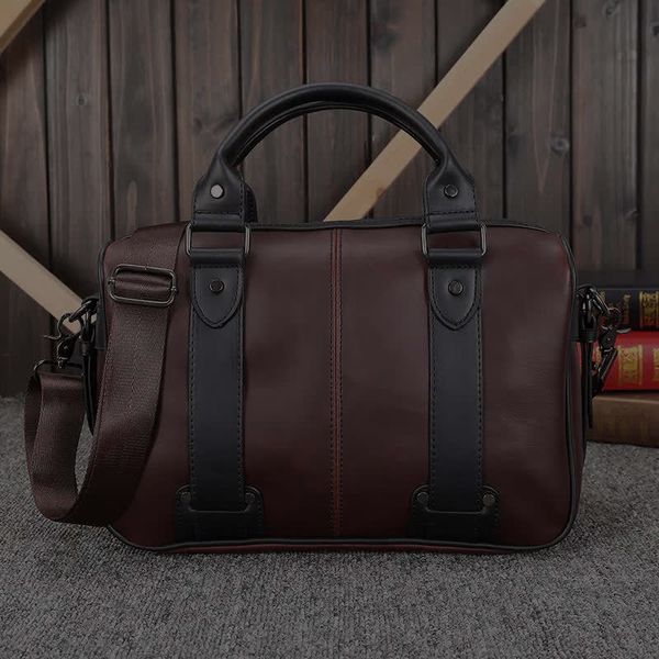 

folder file men's handbag lapsolid zipper retro briefcase multifuctional large capacity bag office suppliesld055