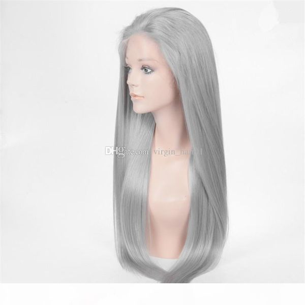 

100% human hair wig grey full lace wigs silk straight front lace human hair wig brazilian virgin hair grey wig for black women, Black;brown