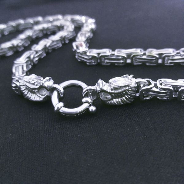 

20~36 inch length stainless steel men women "chinese long" byzantine manual necklace chain n583, Silver