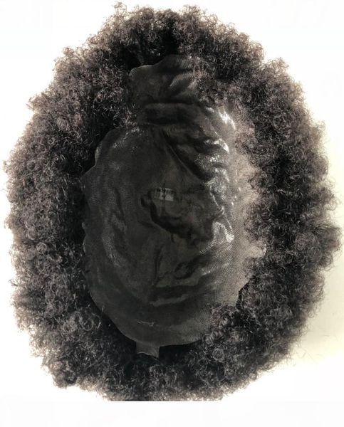 

super full thin skin afro toupee black hair unprocessed brazilian human hair afro kinky curl full pu toupee for black men