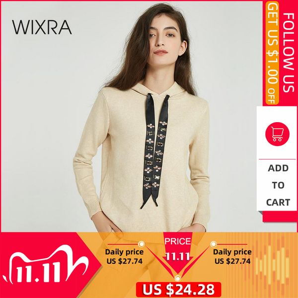 

wixra women sweater suits and set casual hooded knit long pants 2pcs clothing track trousers+jumpers c1103, Gray