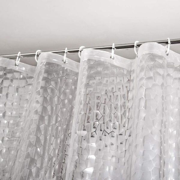 

shower curtains ufriday waterproof curtain peva semi transparent for bathroom clear water cube bath with magnets1
